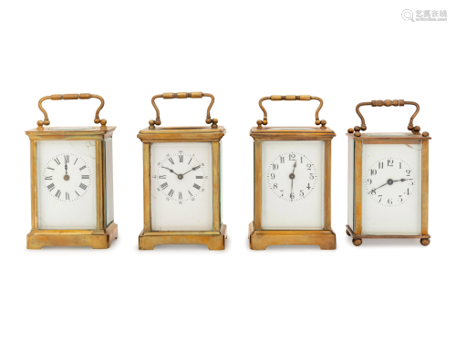 Four French Brass Carriage Clocks