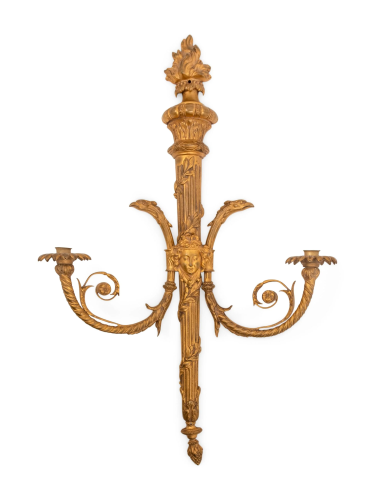 A Louis XVI Style Gilt Bronze Two-Light Sconce