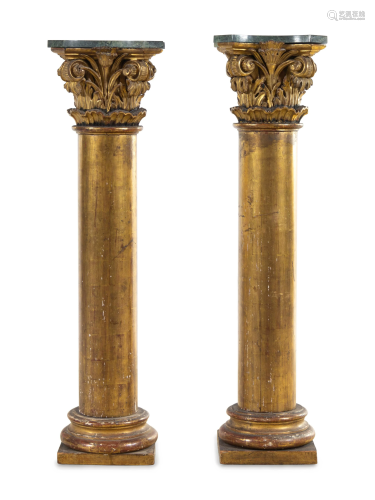 A Pair of Continental Giltwood Pedestals