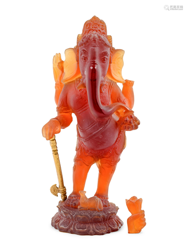 A Daum Glass Figure of Ganesha