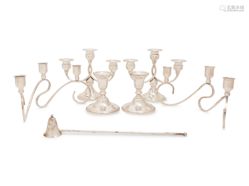 Three Pairs of Silver Candelabra