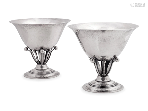 A Pair of Georg Jensen Silver Compotes