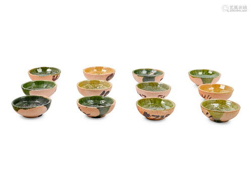 A Set of Forty-Six Glazed Pottery Bowls