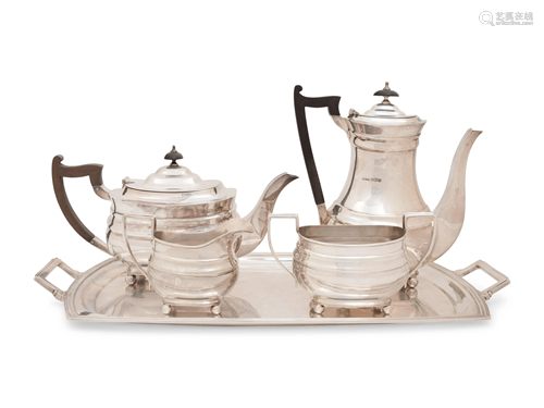 An English Silver Four-Piece Tea and Coffee Service