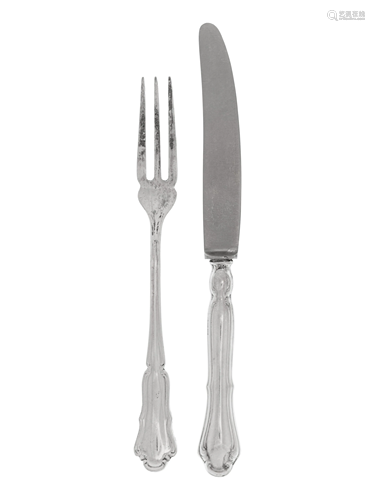 A Set of German Silver Dessert Flatware