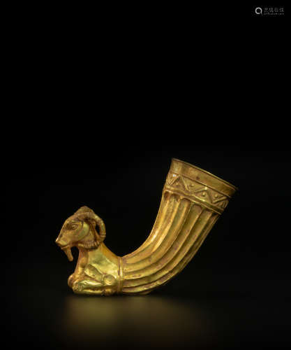 Gold cup in goat form from Xiong Nu (an ancient nationality ...