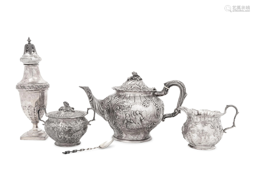 A German Silver Three-Piece Tea Service