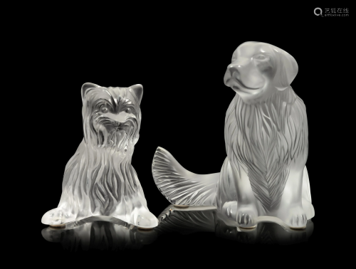 Two Lalique Dog Sculptures