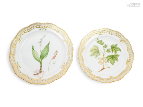 Two Royal Copenhagen Flora Danica Platters