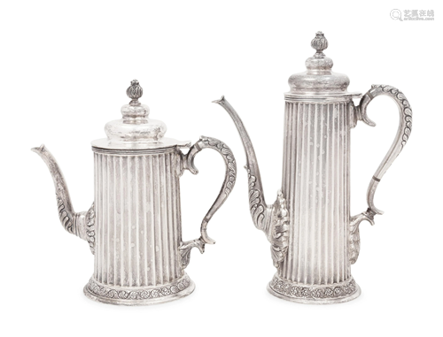 A Mexican Silver Teapot and Coffee Pot