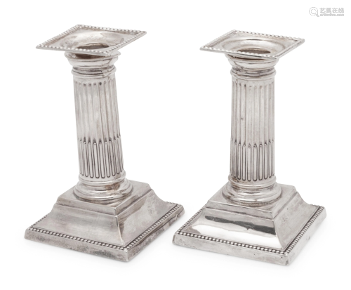 A Pair of Edwardian Silver Candlesticks