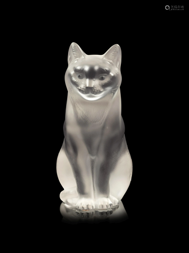 A Lalique Chat Assis Sculpture