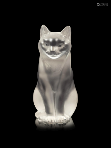 A Lalique Chat Assis Sculpture