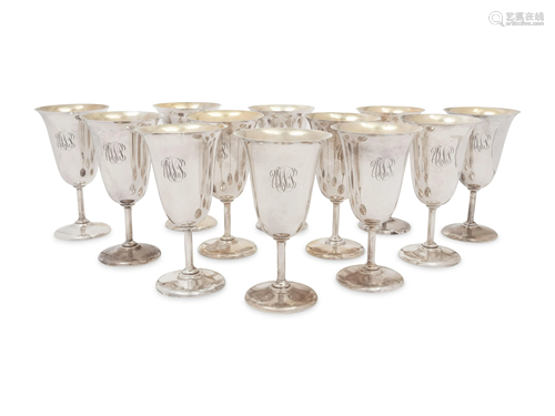 Twelve American Silver Goblets