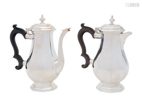 A George V Silver Coffee Pot and Chocolate Pot