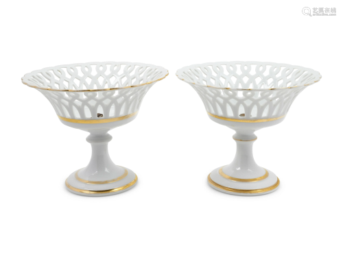 A Pair of Haviland-Limoges Porcelain Reticulated