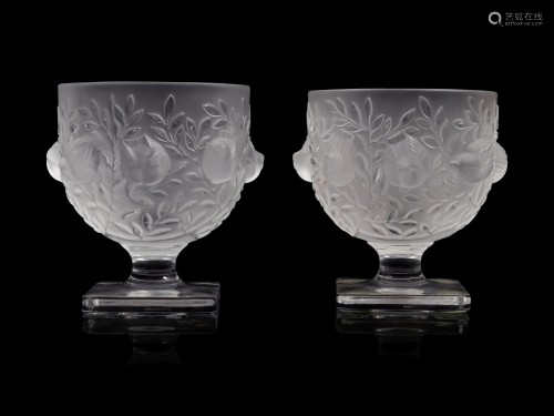 A Pair of Lalique Elizabeth Vases