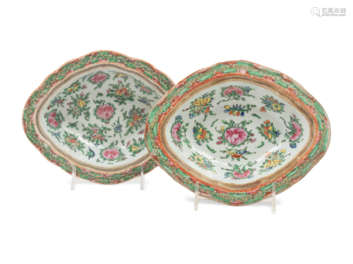 Two Rose Medallion Porcelain Entree Dishes