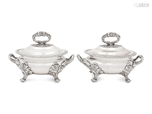 A Pair of Victorian Silver-Plate Sauce Tureens