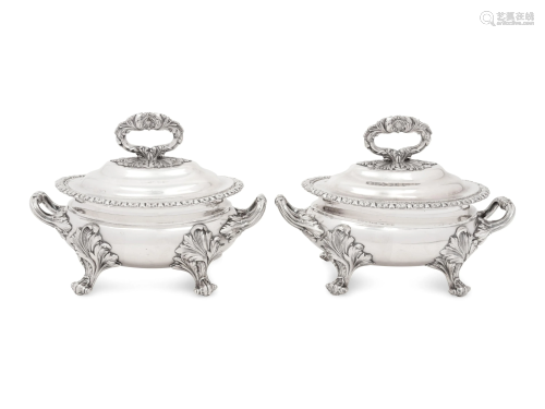 A Pair of Victorian Silver-Plate Sauce Tureens