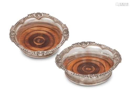 A Pair of English Silver Wine Coasters