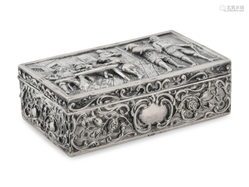 A Continental Silver Table Casket