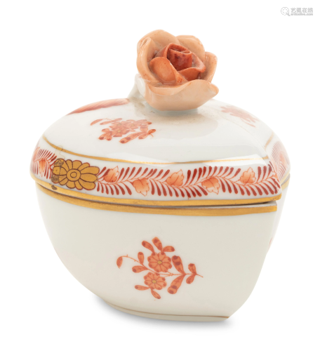 A Herend Porcelain Chinese Bouquet Rust Trinket
