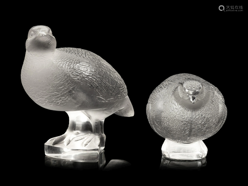 Two Lalique Perdrix Sculptures