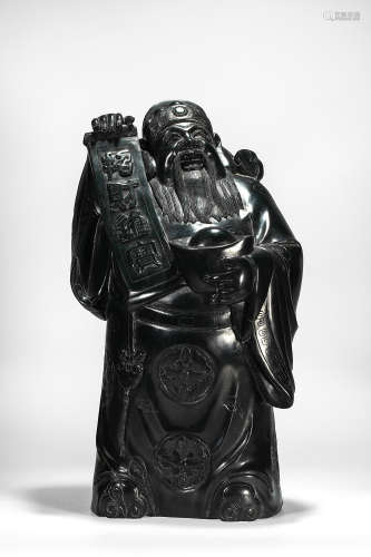 Green jade in the god of  Wealth form from Qing
