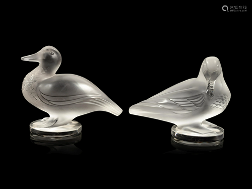 Two Lalique Duck Sculptures