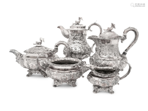 A George IV Silver Five-Piece Tea and Coffee Service