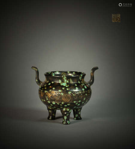 Antique brass glazed amphora furnace from Qing