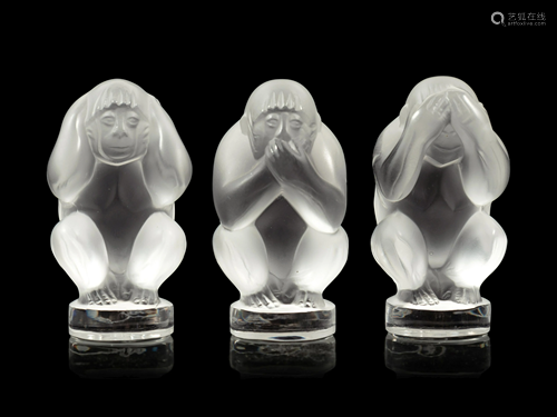 A Set of Three Lalique Sagesse Figures