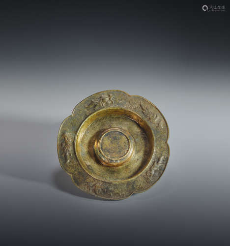 Silver and gilding cup holder from Yuan