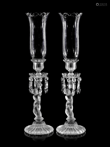 A Pair of Baccarat Glass Figural Candlesticks