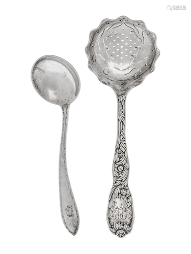 A Tiffany & Co. Silver Chrysanthemum Straining Ladle