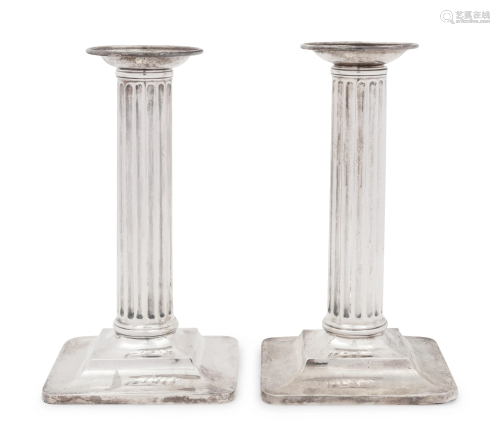 A Pair of Tiffany & Co. Silver Candlesticks