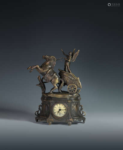 Copper clock  With horse pattern from Qing