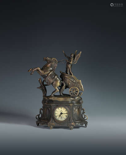 Copper clock  With horse pattern from Qing