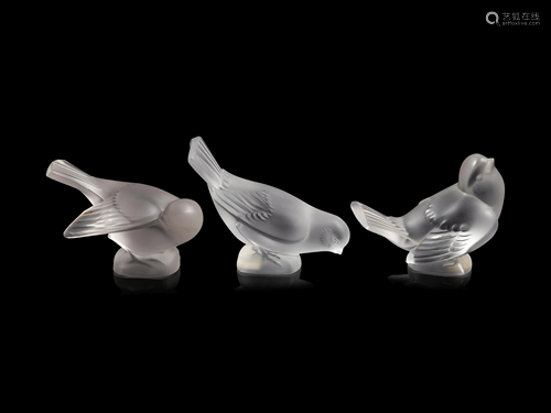 Three Lalique Bird Sculptures