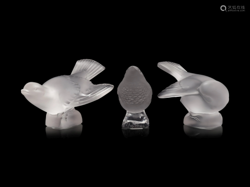Three Lalique Bird Sculptures