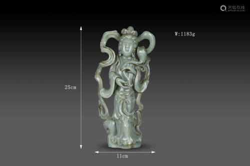 Jade Avalokitevara sculpture from Qing