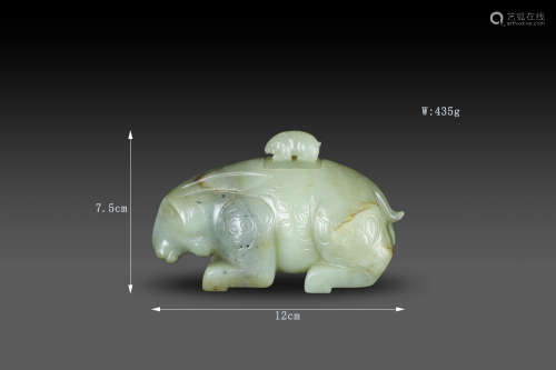 Hetian jade ornament in beast form from Han