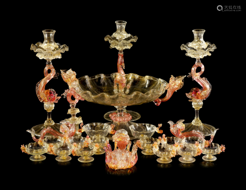 A Venetian Glass Table Service