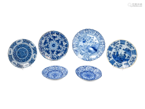 A Group of Six Dutch Blue and White Glazed Pottery