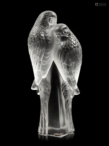 A Lalique Deux Perruches Sculpture