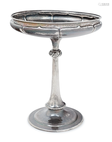 An Arts & Crafts Spot-Hammered Silver Compote