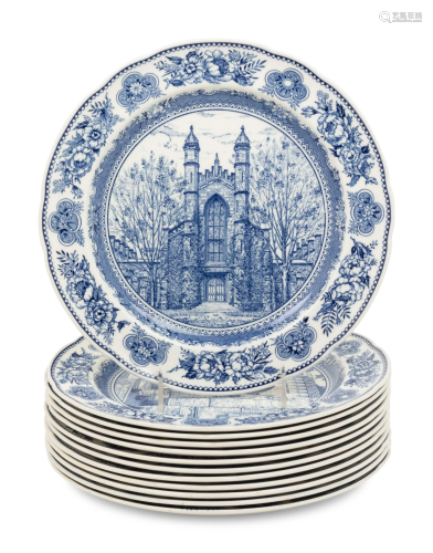 Twelve Wedgwood Dinner Plates of Yale University