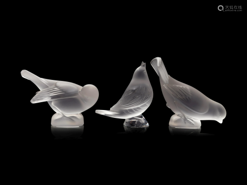 Three Lalique Bird Sculptures