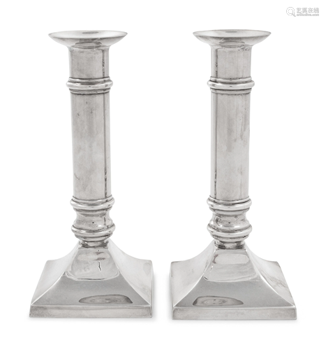 A Pair of American Silver Candlesticks